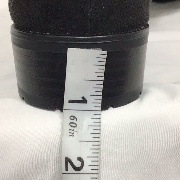 ZARA Black Faux Suede Fur Lined Low Heel Over The Knee Boot Size 40 - Picture 13 of 14